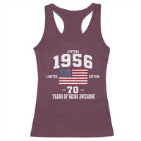 70th Birthday Racerback Tank Top Vintage 1956 Limited Edition 70 Years Of Being Awesome USA Flag