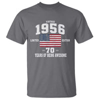 70th Birthday T Shirt Vintage 1956 Limited Edition 70 Years Of Being Awesome USA Flag
