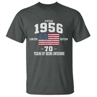 70th Birthday T Shirt Vintage 1956 Limited Edition 70 Years Of Being Awesome USA Flag