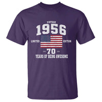 70th Birthday T Shirt Vintage 1956 Limited Edition 70 Years Of Being Awesome USA Flag