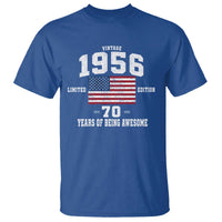 70th Birthday T Shirt Vintage 1956 Limited Edition 70 Years Of Being Awesome USA Flag