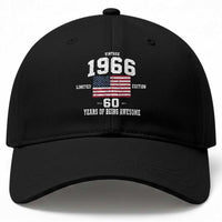 60th Birthday Baseball Cap Vintage 1966 Limited Edition 60 Years Of Being Awesome USA Flag