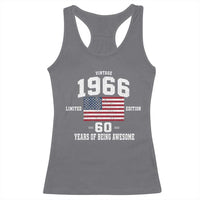 60th Birthday Racerback Tank Top Vintage 1966 Limited Edition 60 Years Of Being Awesome USA Flag