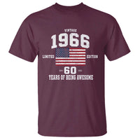 60th Birthday T Shirt Vintage 1966 Limited Edition 60 Years Of Being Awesome USA Flag