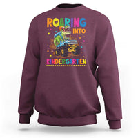Roaring Into Kindergarten Sweatshirt Back to School Dinosaur T-Rex Monster Truck - Wonder Print Shop