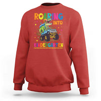 Roaring Into Kindergarten Sweatshirt Back to School Dinosaur T-Rex Monster Truck - Wonder Print Shop
