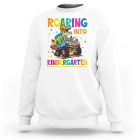Roaring Into Kindergarten Sweatshirt Back to School Dinosaur T-Rex Monster Truck - Wonder Print Shop