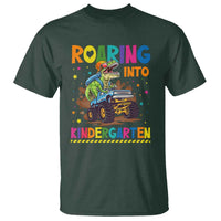 Roaring Into Kindergarten T Shirt Back to School Dinosaur T-Rex Monster Truck - Wonder Print Shop
