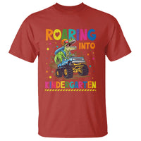 Roaring Into Kindergarten T Shirt Back to School Dinosaur T-Rex Monster Truck - Wonder Print Shop