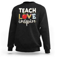 Inspirational Teacher Sweatshirt Teach Love Inspire Apple Pencil Ruler - Wonder Print Shop