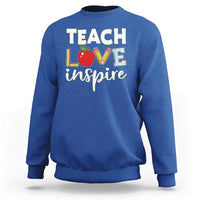 Inspirational Teacher Sweatshirt Teach Love Inspire Apple Pencil Ruler - Wonder Print Shop