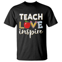 Inspirational Teacher T Shirt Teach Love Inspire Apple Pencil Ruler - Wonder Print Shop