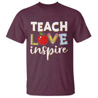 Inspirational Teacher T Shirt Teach Love Inspire Apple Pencil Ruler - Wonder Print Shop