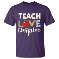 Inspirational Teacher T Shirt Teach Love Inspire Apple Pencil Ruler - Wonder Print Shop