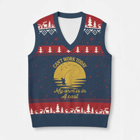 Funny Cant Work Today My Arm Is In A Cast V-Neck Knit Sweater Vest Fly Fishing Fathers Day - Wonder Print Shop