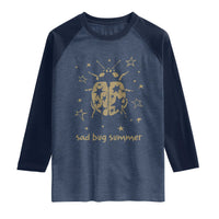 Sad Bug Summer Y2k Ladybug Grunge 2000s Vintage Raglan Shirt Folk Music Bugs Lover