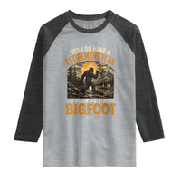 Yes I Do Have A Retirement Plan I Plan To Find Bigfoot Raglan Shirt Funny Retired Bigfoot Hunter Retro Forest