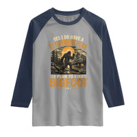 Yes I Do Have A Retirement Plan I Plan To Find Bigfoot Raglan Shirt Funny Retired Bigfoot Hunter Retro Forest