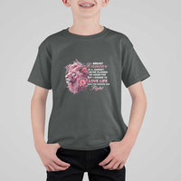 Breast Cancer Awareness T Shirt For Kid Breast Cancer Is A Journey I Never Planned Or Asked For But I Choose To Love Life Floral Lion - Wonder Print Shop