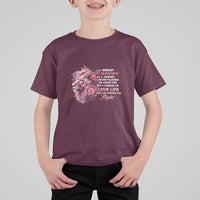 Breast Cancer Awareness T Shirt For Kid Breast Cancer Is A Journey I Never Planned Or Asked For But I Choose To Love Life Floral Lion - Wonder Print Shop