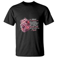 Breast Cancer Awareness T Shirt Breast Cancer Is A Journey I Never Planned Or Asked For But I Choose To Love Life Floral Lion - Wonder Print Shop