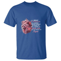 Breast Cancer Awareness T Shirt Breast Cancer Is A Journey I Never Planned Or Asked For But I Choose To Love Life Floral Lion - Wonder Print Shop