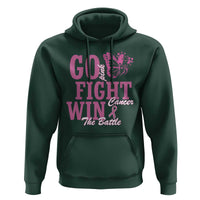 Breast Cancer Awareness Hoodie Go Pink Fight Cancer Win The Battle Pink Ribbon Butterfly - Wonder Print Shop