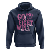 Breast Cancer Awareness Hoodie Go Pink Fight Cancer Win The Battle Pink Ribbon Butterfly - Wonder Print Shop