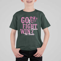 Breast Cancer Awareness T Shirt For Kid Go Pink Fight Cancer Win The Battle Pink Ribbon Butterfly - Wonder Print Shop