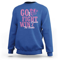 Breast Cancer Awareness Sweatshirt Go Pink Fight Cancer Win The Battle Pink Ribbon Butterfly - Wonder Print Shop
