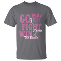 Breast Cancer Awareness T Shirt Go Pink Fight Cancer Win The Battle Pink Ribbon Butterfly - Wonder Print Shop