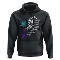 Suicide Prevention Awareness Hoodie Through Every Dark Night There Is A Brighter Day Semicolon Sun Feathers - Wonder Print Shop