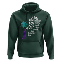 Suicide Prevention Awareness Hoodie Through Every Dark Night There Is A Brighter Day Semicolon Sun Feathers - Wonder Print Shop