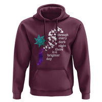 Suicide Prevention Awareness Hoodie Through Every Dark Night There Is A Brighter Day Semicolon Sun Feathers - Wonder Print Shop