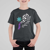 Suicide Prevention Awareness T Shirt For Kid Through Every Dark Night There Is A Brighter Day Semicolon Sun Feathers - Wonder Print Shop