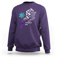 Suicide Prevention Awareness Sweatshirt Through Every Dark Night There Is A Brighter Day Semicolon Sun Feathers - Wonder Print Shop