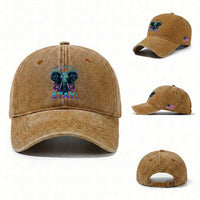 Suicide Prevention Awareness Washed Cotton Baseball Cap Stay The World Needs You In It Semicolon Elephant Flower