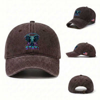 Suicide Prevention Awareness Washed Cotton Baseball Cap Stay The World Needs You In It Semicolon Elephant Flower