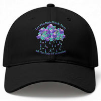Suicide Prevention Awareness Baseball Cap Let The Rain Wash Away All The Pain Of Yesterday Flower Cloud Semicolon