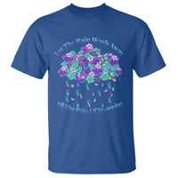 Suicide Prevention Awareness T Shirt Let The Rain Wash Away All The Pain Of Yesterday Flower Cloud Semicolon - Wonder Print Shop