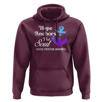 Suicide Prevention Awareness Hoodie Hope Anchors The Soul Teal And Purple Semicolon - Wonder Print Shop