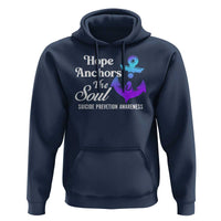 Suicide Prevention Awareness Hoodie Hope Anchors The Soul Teal And Purple Semicolon - Wonder Print Shop