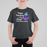 Suicide Prevention Awareness T Shirt For Kid Hope Anchors The Soul Teal And Purple Semicolon - Wonder Print Shop