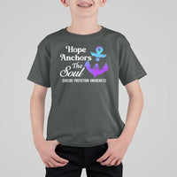 Suicide Prevention Awareness T Shirt For Kid Hope Anchors The Soul Teal And Purple Semicolon - Wonder Print Shop