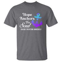 Suicide Prevention Awareness T Shirt Hope Anchors The Soul Teal And Purple Semicolon - Wonder Print Shop