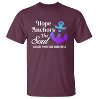 Suicide Prevention Awareness T Shirt Hope Anchors The Soul Teal And Purple Semicolon - Wonder Print Shop