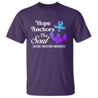 Suicide Prevention Awareness T Shirt Hope Anchors The Soul Teal And Purple Semicolon - Wonder Print Shop