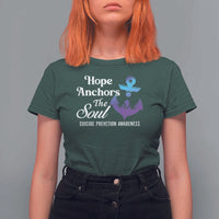 Suicide Prevention Awareness T Shirt For Women Hope Anchors The Soul Teal And Purple Semicolon - Wonder Print Shop