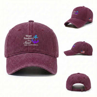 Suicide Prevention Awareness Washed Cotton Baseball Cap Hope Anchors The Soul Teal And Purple Semicolon
