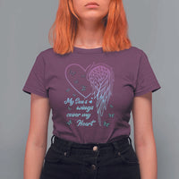 Suicide Prevention Awareness T Shirt For Women My Son's Wings Cover My Heart Butterfly - Wonder Print Shop